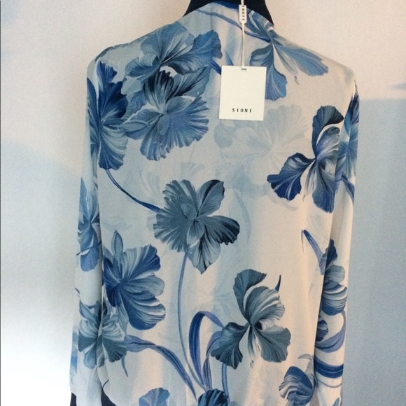 SIONI Blue & White Floral Bomber Jacket - Picture 3 of 6